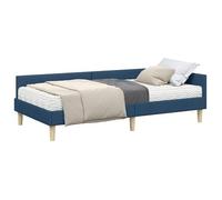Estructura De Cama Esquina Con Colchón 2 Pcs Azul Tela Vidaxl