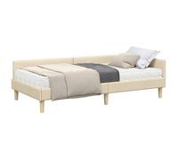 Estructura De Cama Esquina Con Colchón 2 Pcs Crema Tela Vidaxl