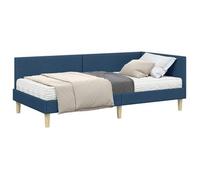 Estructura De Cama Esquina Con Colchón Otro 2 Pcs Azul Tela Vidaxl
