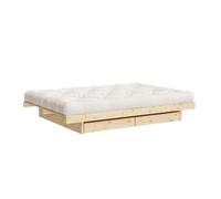 Estructura de cama Kanso con 4 cajones, 160x200 mm, sin tratar.