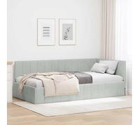 Estructura de cama - Marco de cama - Cama individual - Mueble de dormitorio - Cabecero en gris claro