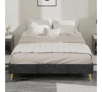 Estructura de cama - Marco de cama - Cama - Mueble de dormitorio - Dormir - 140x200 cm - Tela de terciopelo, color gris