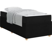 Estructura de cama negra, 90 x 190 cm, con tapizado de tela