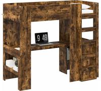 Estructura de cama nido con escritorio y estantería, acabado en roble ahumado (vidaXL)
