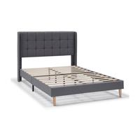 VS Venta-Stock - Estructura de Cama tapizada Esther de 30 cm, 150x190 cm, color Gris oscuro Gris