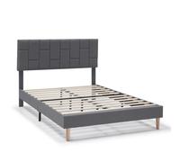 Estructura de Cama tapizada Sorni de 30 cm, 90x190cm, color Gris oscuro VS Venta-Stock Gris