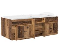 Estructura de cama tipo loft con armario, fabricada con 3 piezas de madera reciclada y material compuesto de madera