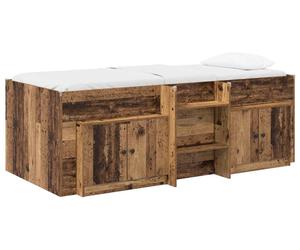 Estructura de cama tipo loft con armario, fabricada con 3 piezas de madera reciclada y material compuesto de madera