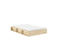 Estructura de cama Ziggy de 120x200 cm, pino lacado transparente.