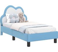 Estructura de cuna para bebé, color azul, con cabecera, 70 x 140 cm, material: PU