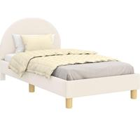 Estructura de cuna para bebé, color crema, 80 x 160 cm, tejido bouclé