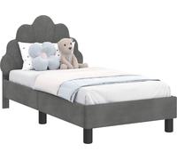 Estructura de cuna para bebé, color gris oscuro, 70 x 140 cm, con cabecera, tapizada en terciopelo