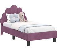 Estructura de cuna para bebé, color lila, con cabecera, 70 x 140 cm, tapizada en terciopelo