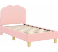 Estructura de cuna para bebé, color rosa, 70 x 140 cm, con cabecera, tejido bouclé