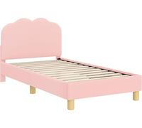 Estructura de cuna para bebé, color rosa, 80 x 160 cm, con cabecero, fabricada en tejido tipo lana