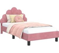 Estructura de cuna para bebé, color rosa, 80 x 160 cm, con cabecero, tapizada en terciopelo