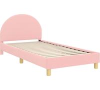 Estructura de cuna para bebé, color rosa, 90 x 190 cm, tejido bouclé