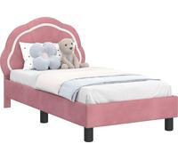 Estructura de cuna para bebé, color rosa, con cabecera, 70 x 140 cm, de terciopelo