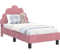 Estructura de cuna para bebé, color rosa, con cabecera, 70 x 140 cm, de terciopelo
