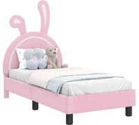 Estructura de cuna para bebé, color rosa, con cabecera, 70 x 140 cm, material: PU