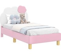 Estructura de cuna para bebé, color rosa, con cabecera, 70 x 140 cm, material: PU