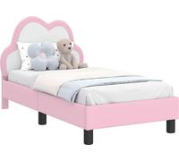 Estructura de cuna para bebé, color rosa, con cabecera, 70 x 140 cm, material: PU