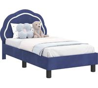 Estructura de cuna para bebé de la marca vidaXL, color azul policía, con cabecera, dimensiones 70 x 140 cm, tapizada en terciopelo