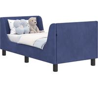 Estructura de cuna para bebé de la marca vidaXL, color azul policía, con cabecera, dimensiones 70 x 140 cm, tapizada en terciopelo