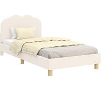 Estructura de cuna para bebé de vidaXL, con cabecera, color crema, 90 x 200 cm, tejido bouclé