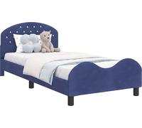 Estructura de cuna para niños de vidaXL, color azul policía, con cabecera, 90 x 190 cm, con tejido de terciopelo