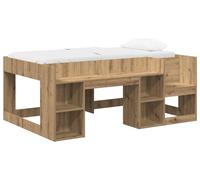 Estructura de cuna para niños vidaXL con espacio de almacenamiento, color roble artesanal, 80 x 160 cm