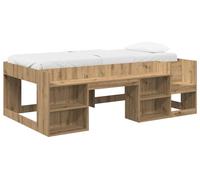 Estructura de cuna para niños vidaXL con espacio de almacenamiento, color roble artesanal, 98,5 x 200 cm