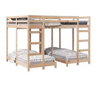 Estructura De Litera Triple Marrón 160 X 200 Cm Vidaxl