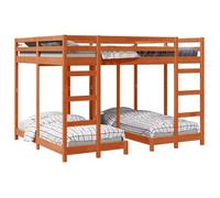 Estructura De Litera Triple Marrón Cera 160 X 200 Cm Vidaxl