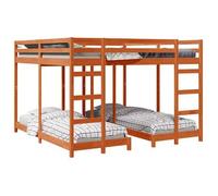 Estructura De Litera Triple Marrón Cera 200 X 200 Cm Vidaxl