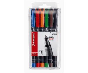 ESTUCHE 6 MARCADORES PERMANENTE P.MEDIA SURTIDO OHPEN UNIVERSAL 1MM. STABILO 843/6