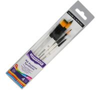 Daler Rowney Estuche de 4 pinceles Graduate – redondo 5/0, 4, 10 y plano lavis 1/2”