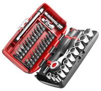 FACOM Juego de Vasos 1/4" y Puntas de Atornillado, 38 Piezas, Compacto y Performante, Incluye Cliquet Rotativo 360°, Pozidriv, Phillips y Resistox, R.360NANOPB