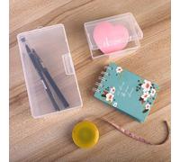 Estuche de plástico transparente para organizar cosméticos, joyas, cuentas, anillos, aretes, collares, pastillas, papelería, puff y pequeños coleccionables (18,2 x 8,8 x 4,5 cm)