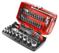 Estuche impermeable con llave de trinquete y juegos de dados de 1/4", FACOM RL.NANO1PB, 38 piezas