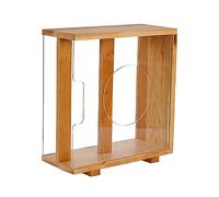 Estuche para CD Soporte for almacenamiento de discos vinilo, caja for LP con marco madera maciza, soporte for álbumes vintage, proceso espiga cola milano, cubo for Soporte para discos(Cherry wood)