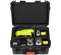 Estuche rígido para almacenamiento de batería Ryobi de 18 V, impermeable y a prueba de golpes, para organizador de baterías Ryobi, caja de almacenamiento con 4 separadores ajustables para soporte de