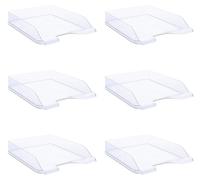 Estuche transparente estándar para papel vegetal, 6 unidades, tamaño A4. Estuche de oficina moderno y apilable, fabricado en cristal/transparente/poliestireno. Código de producto: 7470001PL-37