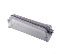Estuche transparente para lápices con diseño de malla ligero para juegos de matemáticas de secundaria y herramientas geométricas de 18 cm (gris)