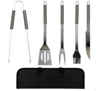 Estuche Utensilios Barbacoa Aktive 5 Piezas Inoxidables Resistente al Calor, 38,5x5x11,5 Cm, Acero