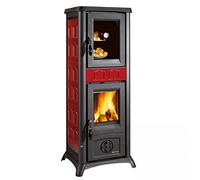 Estufa a leña 'Gemma Horno' con horno esmaltado. Revestimiento Exterior De Loza. Puertos, Cabecero y Focolare de fundido. Cristal cerámico resistente a 750 °. Dimensiones mm. 460 x 495 x h.1207. Consumo horario 1,9 kg/hora. metros Cubi calefactables 186. Potencia nominal