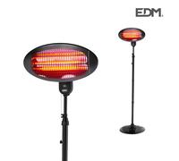 Edm Estufa de Cuarzo de Exterior 2000W con Pie y Protección IPX4, 3 Niveles de Potencia Ajustable, 210cm de Altura Máxima