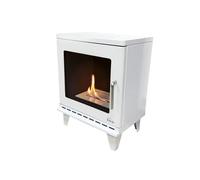 Estufa de etanol diseño cuadrado en acero blanco y puerta de cristal templado Purline THESIS White