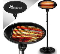 Estufa de infrarrojos de pie - 2000 W - Altura regulable - 3 niveles de potencia - Para terraza y jardín