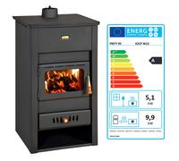 Estufa de Leña con Placa de Hierro Fundido y Caldera Prity K2 CP W13 - 13 kW